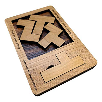 Creative Crafthouse Martin's Menace Small Brain Teaser Puzzle for Adults | Handmade wood packing puzzle, Stewart Coffin design #217, expert-level 4-piece challenge, a memorable gift for solvers. - style: Martin’s Menace - S