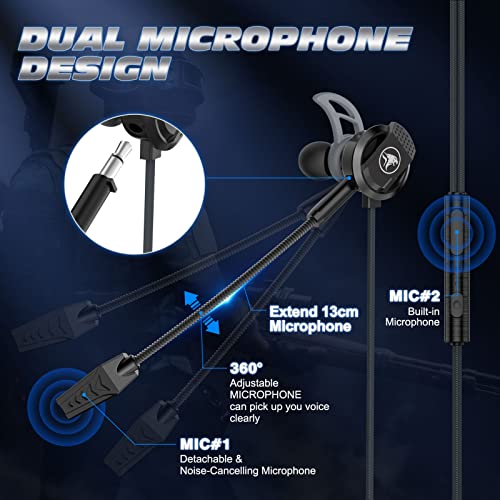 BlueFire 3.5 MM Gaming Headphone Wired Gaming Earphone Noise Cancelling Stereo Bass E-Sport Earphone with Adjustable Mic for PS4, Xbox One, Laptop, Cellphone, PC (Black)