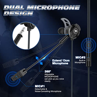 BlueFire 3.5 MM Gaming Headphone Wired Gaming Earphone Noise Cancelling Stereo Bass E-Sport Earphone with Adjustable Mic for PS4, Xbox One, Laptop, Cellphone, PC (Black)