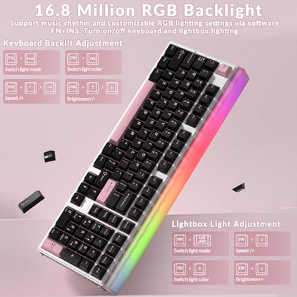 Aula Hero 99 Wired Gaming Keyboard, Hall Effect Switch with Rapid Trigger | Magnetic Switch Keyboard with Number Pad, 101Keys Hot Swap,Web Driver RGB Backlit Mechanical Keyboard for Office PC Gamer - color: Black Pink