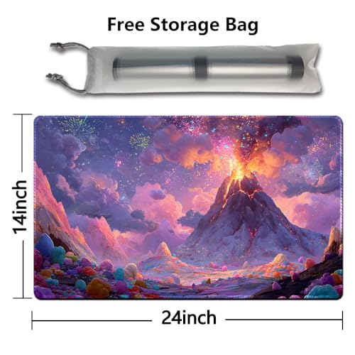MTG Playmat 24x14 Inch | Optional Game Zone Layout | Non-Slip Rubber Base | Stitched Edges | Includes Free Storage Bag | for TCG, Board Games, and Desk Use(Candlume,Without Zone) - color: Candlume, style: Without zone