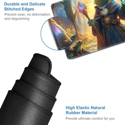 for MTG Game Playmat - 24 x 14 inches with Dices and Storage Bags, Non-Slip Base for TCG and Board Game Card Mats, Trading Card Games Mat, Frog Wizard Pattern Collectible Card Playmats - color: Jv-playmat-p7-1-d106