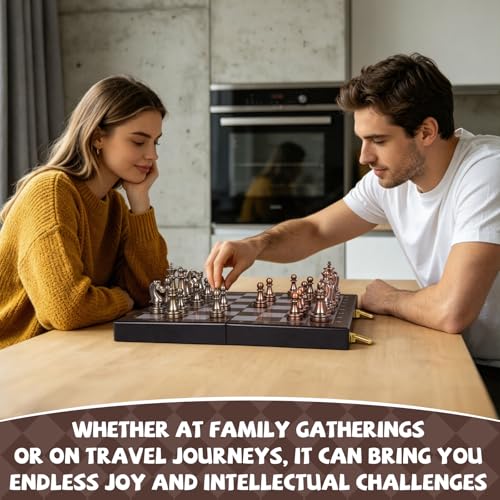 Magnetic Travel Chess Set, Folding Wooden Chess Board with Acrylic Pieces and Storage, Portable Chess Set for Adults and Kids, Classic Strategy Board Game Gift
