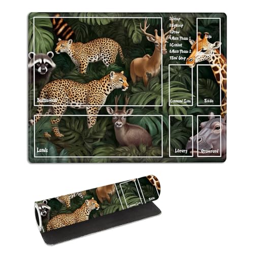 for MTG Playmat with Zones Storage Bag, for TCG Playmat and Playing Card Mat for Magic Board Games, Non-Slip Desk Mat, Stitched Edges Game Mat, Rollable Animas Leaves Card Play mat - color: Animas Leaves, size: With Zone 17.32''x13.78''