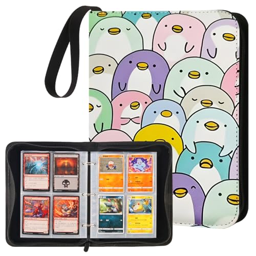 4-Pocket Card Binder with 50 Removable Pages, Holds 400 Cards | Fits trading, sports, gaming and collectible cards. Great for boys and girls to organize and protect collections(Penguin) - color: Penguin