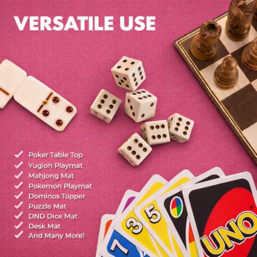 Board Game Mat 35"x35" Designed for 36 in Tables, Mahjong Mat with Carrying Bag, Neoprene Playmat, Table Cover for Board Games, Tile, Poker, RPG and Dominoes (Pink) - color: Pink