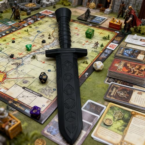Dagger Dice Holder Box Dice Tower Dungeons and Dragons RPG Tabletop Roleplaying Game Jail D&D (Random 7PCS D20 Dice Set Included) Dark Blcak - color: Dark Blcak
