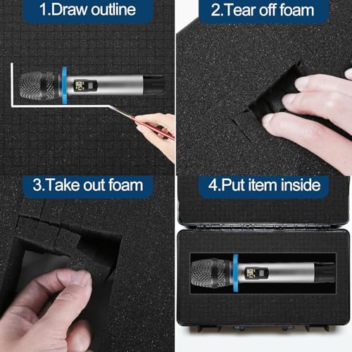 4 Pcs Pick and Pluck Foam Sheets 16" L x 12" W x 1" T Polyurethane Pick Apart Foam Inserts Pads with Bottom Use for Camera, Interlocking Case, Tool Box, Board Box, Storage Drawer, Black - size: 1 Sizes - 4 Pcs -16 x 12 x 1 Inches