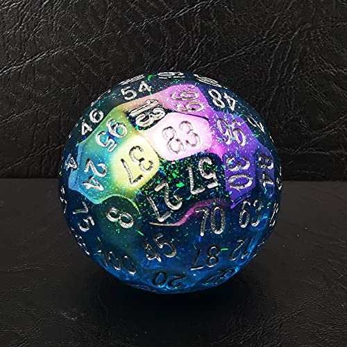 Bescon Dazzling Blue 100 Sided Dice, Game Dice D100, Polyhedral Solid 100 Sides Dice 45MM in Diameter (1.8inch) - color: Dazzling Blue D100