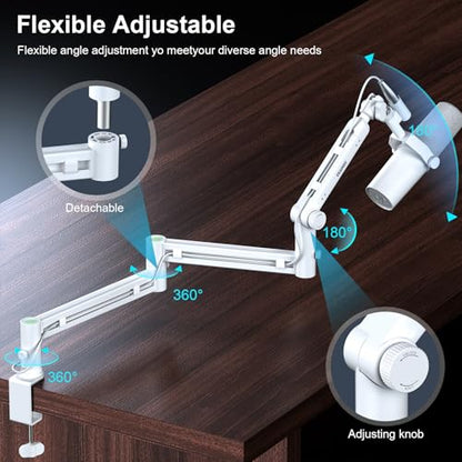 Microphone Arm,Aokeo AK-58i Desk Low Profile Mic Boom Arm Stand,Suitable For Blue Yeti,Snowball iCE,HyperX QuadCast,SoloCast,Elgato Wave,Etc（White） - color: AK-58i (White)
