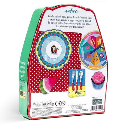 eeBoo: Spin to Play Picnic - Game for Kids, Gather Food with Friends, Preschool, Ages 3+, 2-4 Players, 15-25 Min Playing Time - style: Picnic