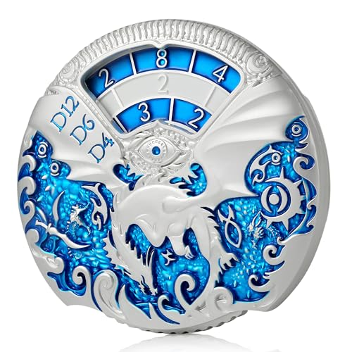 DND Dice DNDND Dragon Roulette Spinner D&D Dice 7-in-1 Spinner Metal DND Dice Set with Luxurious Gift Box for Dungeons and Dragon and Tabletop Game (Silver with Blue) - color: Dragon Silver Blue