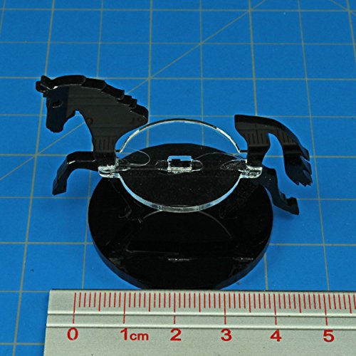 LITKO Horse Mount | Compatible with D&D & Pathfinder | 40mm Round | Black | Turns a 30mm (1.25-inch) hero into a saddled rider | Large base | Includes steed + clear acrylic base | Glue assembly - color: Black, style: 40mm Circular Base
