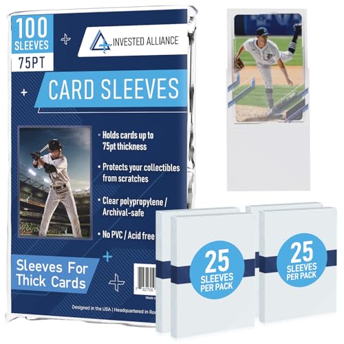 Premium Penny Sleeves for Trading Cards | Soft Trading Card Sleeves for Baseball Cards, Ultra Clear Plastic Pro Sports Card Sleeve, Football, MTG Collector Sleeve (Standard + Thick Options Available) - style: 75PT - 100 Count