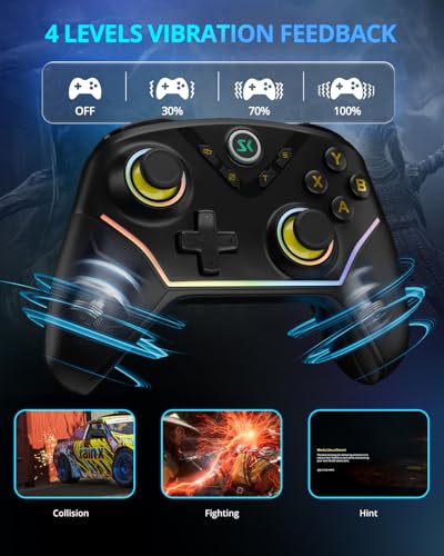 Multi-Platform Wireless Controller, PC Gaming Controller with 2.4G Adpater/Hall Joysticks/Hall Triggers/1200 mAh Battery/4 Programmable Buttons/RGB Lighting, Compatible with PC Windows 7/8.1/10/11, Switch/OLED/Lite, iOS, Android, Steam-Black - color: Blac