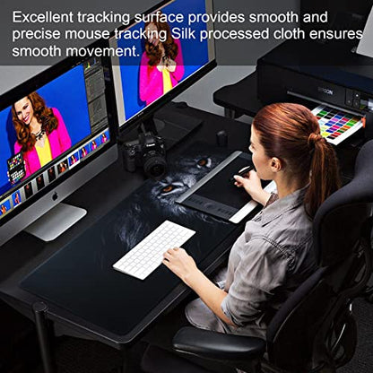 Large Gaming Mouse Pad with Stitched Edges,[27.5x11.8In] Extended Black Lion Mouse Pad with Non-Slip Natural Rubber Base for Gamer/Desktop/Office/Home 70x30 Blion02 - color: 70x30 Blion02