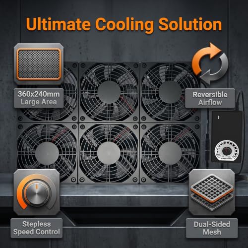 Adjustable Exhaust Fan with AC Plug for 12"-17" PC Notebook Gaming Laptop Server Rack, Greenhouse, Basement, Window Cooling or RT-AC5300 Router Ventilation - size: 14x9.5in cooling pad