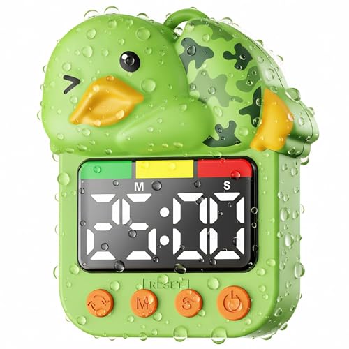 Shower Timer Waterproof Visual Timer for Kids - 99 Min Duck Shaped Digital Toddler Timer with Color Countdown Rechargeable Potty Training Shower Clock for Bathroom Toilet & Kitchen