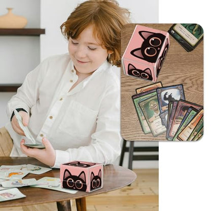 Strong Magnet Card Case Deck Box Mtg Card Box Playing Card Box Tcg Up to 200 Cards Creative Pattern Trading Card Storage Box for Collectible Card Games, Cute Big Eyes Black Cat - color: Cute Big Eyes Black Cat