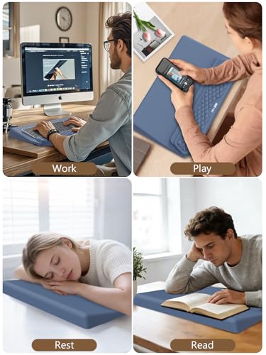2-in-1 Ergonomic Keyboard Stand with Wrist Rest, Comfy Keyboard Riser Holder with Massage Design, Blue - color: Blue