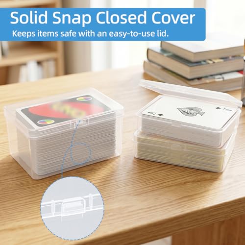 neotidy Playing Card Storage Box Set of 6, Clear Plastic Playing Card Cases Organizer with Snap Lid, Mixed Sizes Card Game Storage for UN* Cards, Standard Decks, Trading Cards, Card Game Holder Case