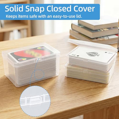 neotidy Playing Card Storage Box Set of 6, Clear Plastic Playing Card Cases Organizer with Snap Lid, Mixed Sizes Card Game Storage for UN* Cards, Standard Decks, Trading Cards, Card Game Holder Case