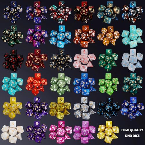 Coyeekn 35-Set DND Polyhedral Dice with Storage Pouch | 245 Total Polyhedral Dice, 7 Per Set, 35 Complete Dice Sets (D4-D20), Great for D&D, MTG & Tabletop RPG Games - color: 35set-245pcs