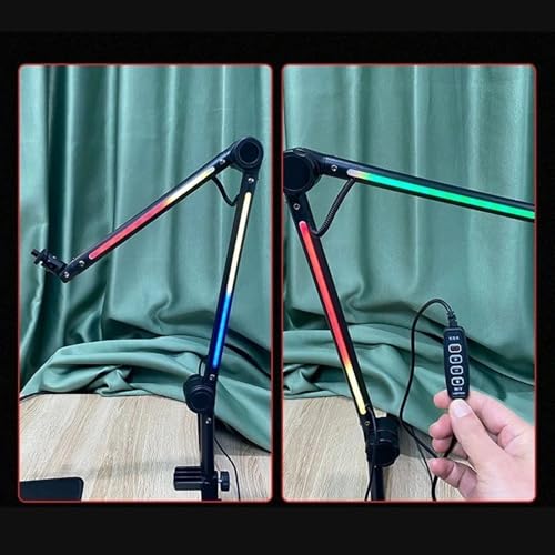 Yunseity Microphone Arm Stand Boom Arm Desk Mic Stand with RGB Light 22 Color Modes for Gaming Streaming Podcast