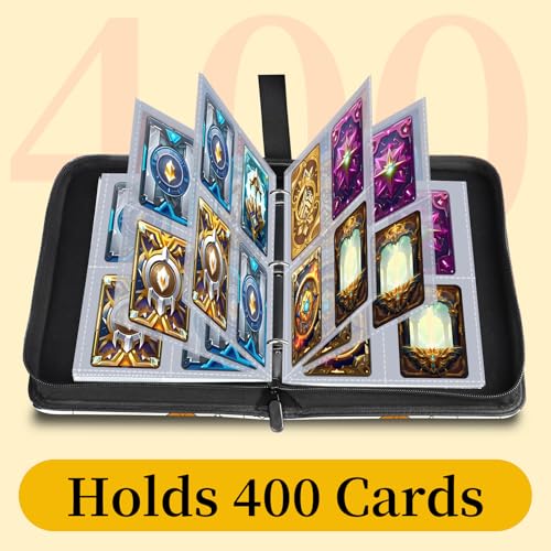 AXUASSILD 4 Pocket Card Binder, Premium Trading Card Holder Fits 400 Cards With 50 Removable Sleeves, Cute Portable Collection Card Ablum Holder Cute Colorful Cats - color: Cute Colorful Cats