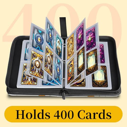 AXUASSILD 4 Pocket Card Binder, Premium Trading Card Holder Fits 400 Cards With 50 Removable Sleeves, Cute Portable Collection Card Ablum Holder Cute Colorful Cats - color: Cute Colorful Cats