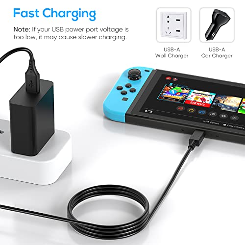 Charging Cable for Switch 2/Switch Lite/Switch OLED, Charger for Switch and Switch Lite, for Samsung Galaxy S9 S8 Note 8 and Other USB C Cable (9.8ft) Black