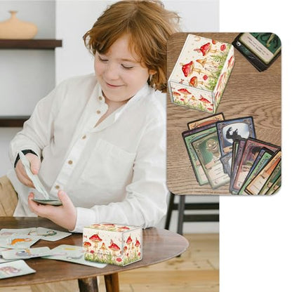 Strong Magnet MTG Demon Deck Box Playing Card Case Deck Boxs Creative Pattern Trading Card Storage Box for Collectible Games for TCG Cards, Mushroom Butterflies Flower - color: Mushroom Butterflies Flower