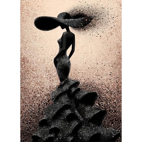 Impossible Puzzles for Adults 1000 Pieces, PICKFORU Black Women Aesthetic Art Puzzle, Beauty Elegant Lady Diamond Aesthetic Art Challenge Jigsaw Puzzle - style: Brilliant Elegant Puzzle