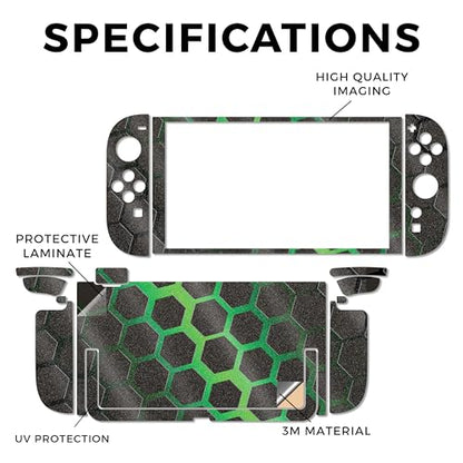 Glossy Glitter Gaming Skin Compatible with Nintendo Switch 2 Console Only - Green Hex - Premium 3M Vinyl Protective Wrap Decal Cover - Easy to Apply | Crafted in The USA by MightySkins - color: Green Hex, size: Switch 2 Console Skin Only, style: Glossy Gl