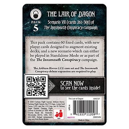 Arkham Horror The Card Game The Lair of Dagon Mythos Pack - Descend Into The Heart of Conspiracy! Cooperative Living Card Game, Ages 14+, 1-4 Players, 1-2 Hour Playtime, Made by Fantasy Flight Games - size: Mythos Pack, style: The Lair of Dagon
