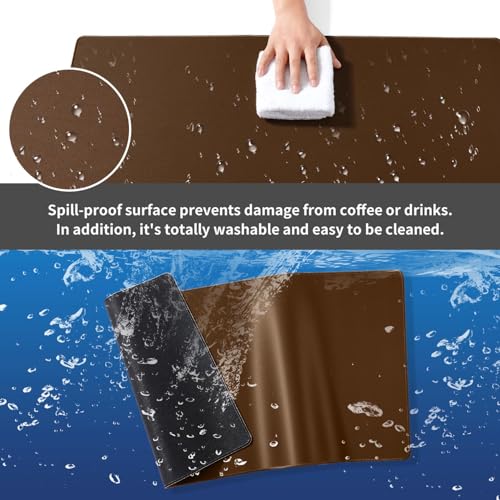 Big Mouse Pad Gaming, Stitch Mouse Pad, Pad for Keyboard and Mouse, Large Mouse Mat, Spill-Proof Surface and Anti-Skid Base, XXXL 35.4” x 15.8” 90 x 40cm - color: Coffee, size: 35.4L x 15.8W inches