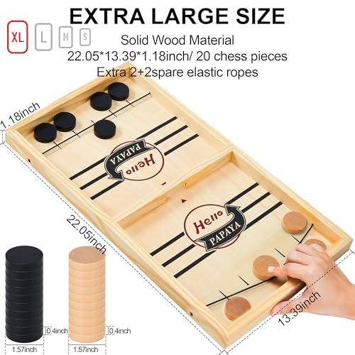 HELLO PAPAYA Fast Sling Puck Game - Test Your Speed and Accuracy with This Fast-Paced Wooden Air Hockey Desktop Battle Board Game - Guaranteed Fun Gifts for Family Night or Friends Party - size: Extra-Large