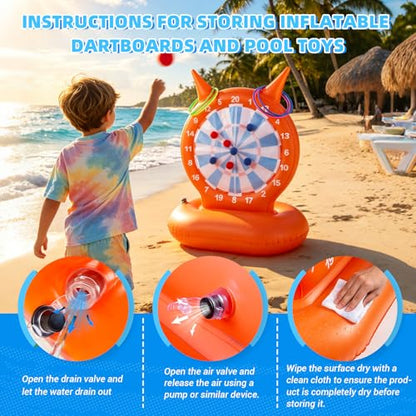 Kids Pool Toys Games, Inflatable Dart Board Ball and Ring Toss Water Game | Pool Dart Board for Fun Summer Swimming Pool Party Beach Lawn Outdoor Camping Float Games for 3-12 Yrs Kids Adults Family