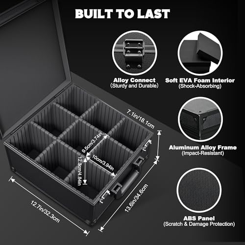 Kabinka Graded Card Case, Aluminum Alloy Graded Card Storage Box | Holds 140 Card Slabs, Sports Trading Card Case with TSA Combination Lock, Fits PSA/CSG/CGC/SGC/BGS, Black - color: Black