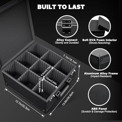 Kabinka Graded Card Case, Aluminum Alloy Graded Card Storage Box | Holds 140 Card Slabs, Sports Trading Card Case with TSA Combination Lock, Fits PSA/CSG/CGC/SGC/BGS, Black - color: Black