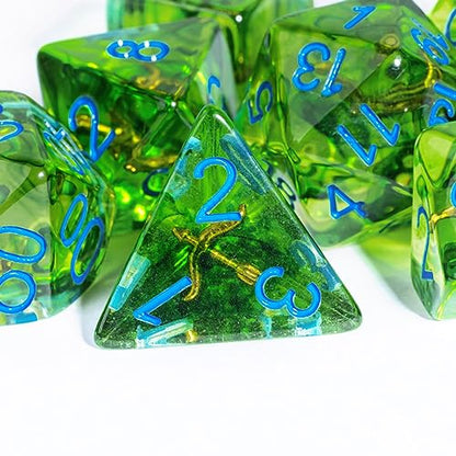 UDIXI D&D Polyhedral Dice Set, Green DND Dice Set Ranger for Tabletop Games | Velvet Storage Bag, DM Gift, for Dungeons and Dragons Role Playing Games Board Games - color: Role:ranger