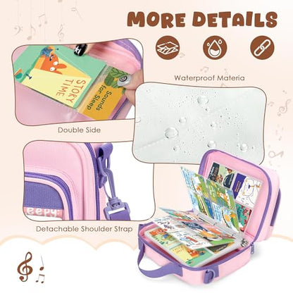 LoDrid Card Binder 4 Pocket with 50 Removable Sleeves Holds 409 Cards, Pink | Compatible with Yoto Cards, Card Case with Handle and Shoulder Strap for Travel, Bag Only, Patent Design - color: Pink