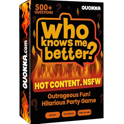 QUOKKA Card Games for Adults – Who Knows Me Better NSFW Edition – Party Game with 500+ Questions for Friends, Couples & Party Game Nights Ages 18+ - color: Party