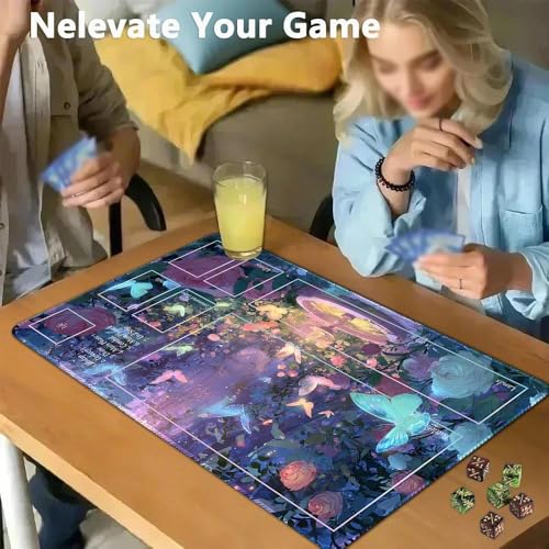 MTG Playmat 24x14 Inch | Optional Game Zone Layout | Non-Slip Rubber Base | Stitched Edges | Includes Free Storage Bag | for TCG, Board Games, and Desk Use(Bloomheart,with Zone) - color: Bloomheart, style: With zone