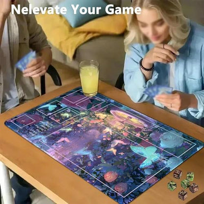 MTG Playmat 24x14 Inch | Optional Game Zone Layout | Non-Slip Rubber Base | Stitched Edges | Includes Free Storage Bag | for TCG, Board Games, and Desk Use(Bloomheart,with Zone) - color: Bloomheart, style: With zone