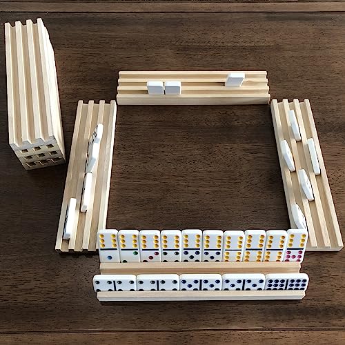 Yuanhe Wooden Domino Racks Set of 8, Domino Trays Holders Organizer for Classic Board Games, Dominoes Accessories - style: 8 Pack