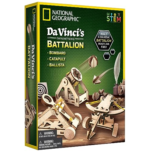 National Geographic Da Vinci Catapult Wood Building STEM Kit for Kids | Build a Working Catapult, Wooden 3D Puzzle, Engineering Model, Hands-On STEM Project, Construction Toy, Birthday Gift