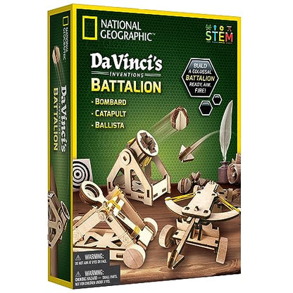 National Geographic Da Vinci Catapult Wood Building STEM Kit for Kids | Build a Working Catapult, Wooden 3D Puzzle, Engineering Model, Hands-On STEM Project, Construction Toy, Birthday Gift
