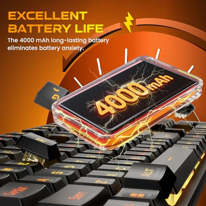 Redragon K521 Pro Wireless Gaming Keyboard with Screen, 4000mAh Battery | Mechanical Feeling, Tri-Mode BT/2.4G/USB-C, RGB Keyboard, 12 Multimedia Keys, Programmable Software, Full-size keyboard - color: Glossy Black