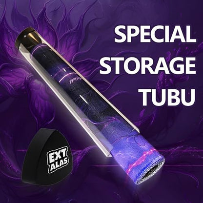 MTG Playmat with Storage Tube & 7-Dice Set - Waterproof TCG Playmat with Stitched Edges, Non-Slip Rubber Card Game Mat (24"x14") (playmat with Zones, Purple Lotus) - color: Purple Lotus, style: playmat with zones